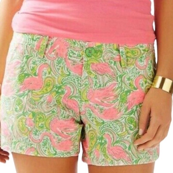 Lilly Pulitzer Hot Wings Callahan Shorts Pink Flamingo Size 0 Resortwear - Picture 2 of 11